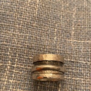 Silver Hammered Ring Set